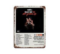 NTRECS Kodak Black Project Baby 2 All Grown Up Poster en métal vintage pour pub, club, café, bar, décoration murale 30 x 40 cm