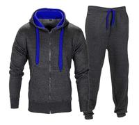 nTRIUQJ Tenue Sport Homme DéContracté Hooded Survetement Sport Ensemble Doux Chic VêTement Complet Full Zip Sweat à Capuche et Pantalon et Fall Jogging Homme Ensemble (Z-1209A-Dark Blue, XXXL)