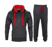 nTRIUQJ Tenue Sport Homme DéContracté Hooded Survetement Sport Ensemble Doux Chic VêTement Complet Full Zip Sweat à Capuche et Pantalon et Fall Jogging Homme Ensemble (Z-1209A-Dark Gray, XXXL)