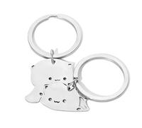 NTRUXZP 2 Pièces Porte-clés Chat Câlin Partenaire Porte-clés Puzzle Pendentif Porte-clés Couple Cadeau Amitié Ange Gardien Porte-clés
