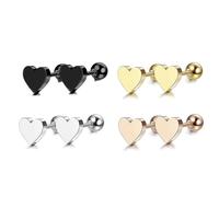NTRUXZP 4 Pares Lindos Pendientes con Rosca la Espalda para Mujeres y Niñas Acero Inoxidable,para mujer con forma de corazón aretes joyería regalo de moda para mujeres y niñas