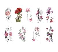NTRUXZP 9 Feuilles Temporaire Tatouages, Autocollants, Fleurs Coloré Ephemere Faux Tatouages pour Adultes Hommes et Femmes