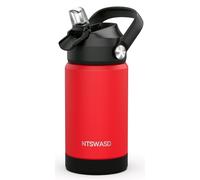 Ntswasd Gourde Inox Isotherme Avec Paille Couverte,350 Ml Bouteille D'eau Acier Inoxydable à Reutilisable Gourdes Sans Bpa Etanche Bidon Anti Fuite Pour Enfant（Rouge）