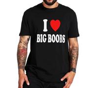 NTUSLFPG I Love Big Boobs T-Shirt Funny Adult Humor Jokes Short Sleeve 100% Cotton Casual Soft O-Neck T Shirt Size Black S