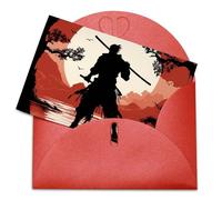 NTVOWPZO Cartes d'anniversaire Samouraï avec enveloppes - Cartes d'anniversaire en vrac avec enveloppes - Carte de remerciement - Couleur vierge - Grandes cartes de vœux - 15 x 9,9 cm