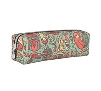 NTVOWPZO Grande trousse à crayons avec fermeture éclair pour crayons - Bleu - Motif fusée spatiale, Couleurs douces, Taille unique, Trousse à crayons