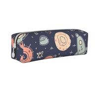 NTVOWPZO Grande trousse à crayons avec fermeture éclair pour crayons - Bleu - Motif fusée spatiale, Dessin animé motif espace, Taille unique, Trousse à crayons