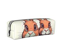 NTVOWPZO Grande trousse à crayons avec fermeture éclair pour crayons - Bleu - Motif fusée spatiale, Deux lapins de dessin animé, Taille unique, Trousse à crayons