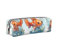 NTVOWPZO Grande trousse à crayons avec fermeture éclair pour crayons - Bleu - Motif fusée spatiale, Orange Sea Creature, Taille unique, Trousse à crayons