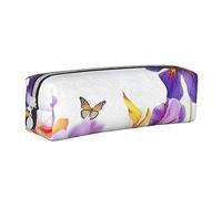 NTVOWPZO Grande trousse à crayons avec fermeture éclair pour crayons et notes de musique, Iris Fleur Papillon, Taille unique, Trousse à crayons