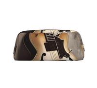 NTVOWPZO Grande trousse à crayons avec fermeture éclair pour crayons et photos de guitare, Or, One Size, Trousse à crayons