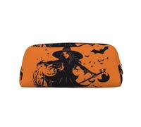 NTVOWPZO Grande trousse à crayons avec fermeture éclair pour Halloween, sorcière volante, pour bureau, petite pochette à fermeture éclair pour crayons, Or, One Size, Trousse à crayons