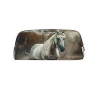 NTVOWPZO Grande trousse à crayons avec fermeture éclair pour le bureau - Grande trousse à crayons avec motif cheval qui court dans le champ, Or, One Size, Trousse à crayons