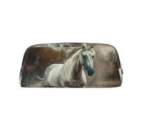 NTVOWPZO Grande trousse à crayons avec fermeture éclair pour le bureau - Grande trousse à crayons avec motif cheval qui court dans le champ, Argent, One Size, Trousse à crayons