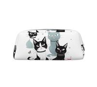 NTVOWPZO Grande trousse à crayons avec motif chats noirs et blancs pour le bureau, petite pochette à fermeture éclair pour crayons, Argent, One Size, Trousse à crayons