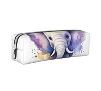 NTVOWPZO Grande trousse à crayons avec motif chauve-souris mignonne pour le bureau, petite pochette à fermeture éclair pour crayons, Aquarelle éléphant mignon, Taille unique, Trousse à crayons