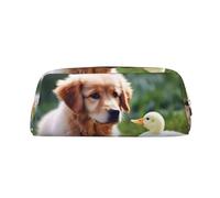 NTVOWPZO Grande trousse à crayons avec motif chien et canard pour le bureau, petite pochette à fermeture éclair pour crayons, Or, One Size, Trousse à crayons
