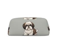 NTVOWPZO Grande trousse à crayons avec motif chien Shih Tzu pour bureau, petite pochette à fermeture éclair pour crayons, Or, One Size, Trousse à crayons