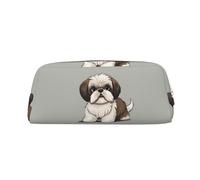 NTVOWPZO Grande trousse à crayons avec motif chien Shih Tzu pour bureau, petite pochette à fermeture éclair pour crayons, Argent, One Size, Trousse à crayons