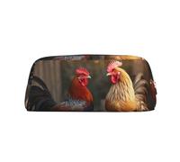 NTVOWPZO Grande trousse à crayons avec motif coq et poule pour le bureau, petite pochette à fermeture éclair pour crayons, Argent, One Size, Trousse à crayons
