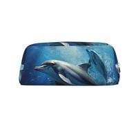 NTVOWPZO Grande trousse à crayons avec motif dauphins mignons pour le bureau, petite pochette à fermeture éclair pour crayons, Argent, One Size, Trousse à crayons