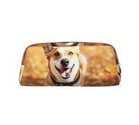 NTVOWPZO Grande trousse à crayons avec motif de chien qui tombe et feuilles - Petite pochette à fermeture éclair pour crayons, Argent, One Size, Trousse à crayons