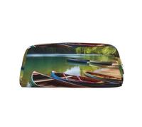 NTVOWPZO Grande trousse à crayons avec motif de lac avec bateaux, canoës, parc, trousse à crayons pour bureau, petite pochette à fermeture éclair pour crayons, Or, One Size, Trousse à crayons