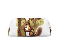 NTVOWPZO Grande trousse à crayons avec motif écureuil mangeur de noix pour le bureau, petite pochette à fermeture éclair pour crayons