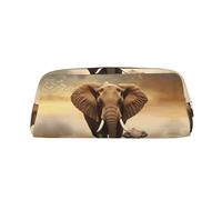 NTVOWPZO Grande trousse à crayons avec motif éléphant et petit éléphant, trousse à crayons pour bureau, petite pochette à fermeture éclair pour crayons, Argent, One Size, Trousse à crayons