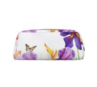 NTVOWPZO Grande trousse à crayons avec motif fleur d'iris et papillon pour le bureau, petite pochette à fermeture éclair pour crayons