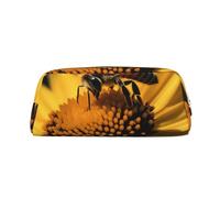 NTVOWPZO Grande trousse à crayons avec motif fleur jaune avec abeille noire pour bureau, petite pochette à fermeture éclair pour crayons, Or, One Size, Trousse à crayons
