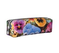 NTVOWPZO Grande trousse à crayons avec motif fleurs de pensée pour le bureau, petite pochette à fermeture éclair pour crayons, Fleurs de pensées, Taille unique, Trousse à crayons