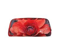 NTVOWPZO Grande trousse à crayons avec motif floral rouge pour le bureau, petite pochette à fermeture éclair pour crayons