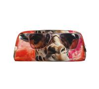 NTVOWPZO Grande trousse à crayons avec motif girafe portant des lunettes de soleil pour le bureau, petite pochette à fermeture éclair pour crayons