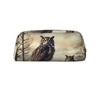 NTVOWPZO Grande trousse à crayons avec motif hibou assis arbre clôture trousse à crayons pour bureau petite pochette à fermeture éclair pour crayons, Or, One Size, Trousse à crayons