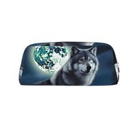 NTVOWPZO Grande trousse à crayons avec motif loup sous la lune pour bureau, petite pochette à fermeture éclair pour crayons