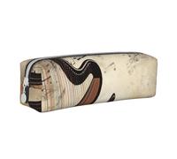 NTVOWPZO Grande trousse à crayons avec motif mouton mignon pour le bureau, petite pochette à fermeture éclair pour crayons, Fond de musique avec harpe et papillon, Taille unique, Trousse à crayons
