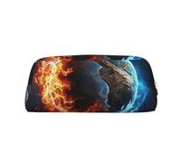 NTVOWPZO Grande trousse à crayons avec motif planète rouge et bleu pour le bureau, petite pochette à fermeture éclair pour crayons, Argent, One Size, Trousse à crayons