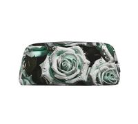 NTVOWPZO Grande trousse à crayons avec motif rose verte pour le bureau, petite pochette à fermeture éclair pour crayons, Argent, One Size, Trousse à crayons