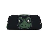 NTVOWPZO Grande trousse à crayons avec motif visage de crocodile vert pour bureau, petite pochette à fermeture éclair pour crayons, Or, One Size, Trousse à crayons