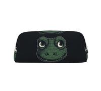 NTVOWPZO Grande trousse à crayons avec motif visage de crocodile vert pour bureau, petite pochette à fermeture éclair pour crayons