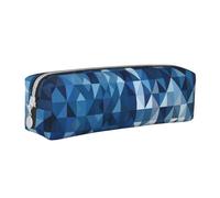 NTVOWPZO Grande trousse à crayons avec silhouette fluide pour le bureau, petite pochette à fermeture éclair pour crayons, Bleu géométrique., Taille unique, Trousse à crayons