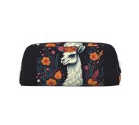 NTVOWPZO Grande trousse à crayons en alpaga heureux pour le bureau, petite pochette à fermeture éclair pour crayons, Argent, One Size, Trousse à crayons