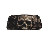 NTVOWPZO Grande trousse à crayons en cuir avec motif tête de mort rose pour le bureau, petite pochette à fermeture éclair pour crayons, Or, One Size, Trousse à crayons