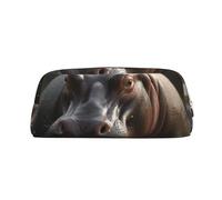 NTVOWPZO Grande trousse à crayons hippopotame pour le bureau, petite pochette à fermeture éclair pour crayons