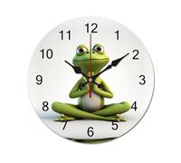 NTVOWPZO Horloge murale amusante de 25,4 cm avec grenouille faisant du yoga - Horloge murale silencieuse et sans tic-tac - Pour salon, cuisine, maison, bureau