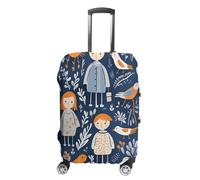 NTVOWPZO Housse de protection pour bagages de voyage en élasthanne lavable Bleu et marron Style élastique résistant aux rayures Convient aux bagages de 45,7 à 81,3 cm, Couleur-7, L