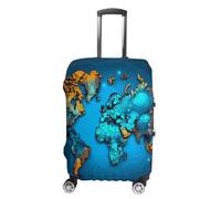 NTVOWPZO Housse de protection pour bagages de voyage en élasthanne, lavable, motif carte du monde, élastique, résistante aux rayures, pour bagages de 45,7 à 81,3 cm, Couleur-3, L