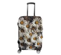 NTVOWPZO Housse de protection pour bagages de voyage en élasthanne, lavable, motif cœurs rouges sur mur de briques blanches, élastique et résistant aux rayures, convient aux bagages de 45,7 à 81,3 cm,