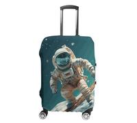 NTVOWPZO Housse de protection pour valise, housse de protection pour valise, astronaute sur skis, housse élastique lavable pour bagages de 48,3 à 81,3 cm, Style :, M